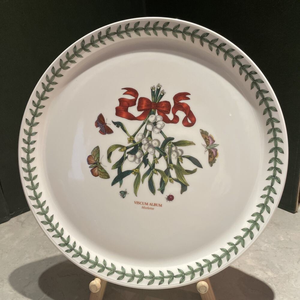 PORTMEIRION BOTANIC GARDEN MISTLETOE FIRE AND ICE CAKE PLATE SERVER 12”